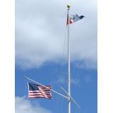 20' Standard Nautical Single Mast Flagpole - Yardarm & Gaff